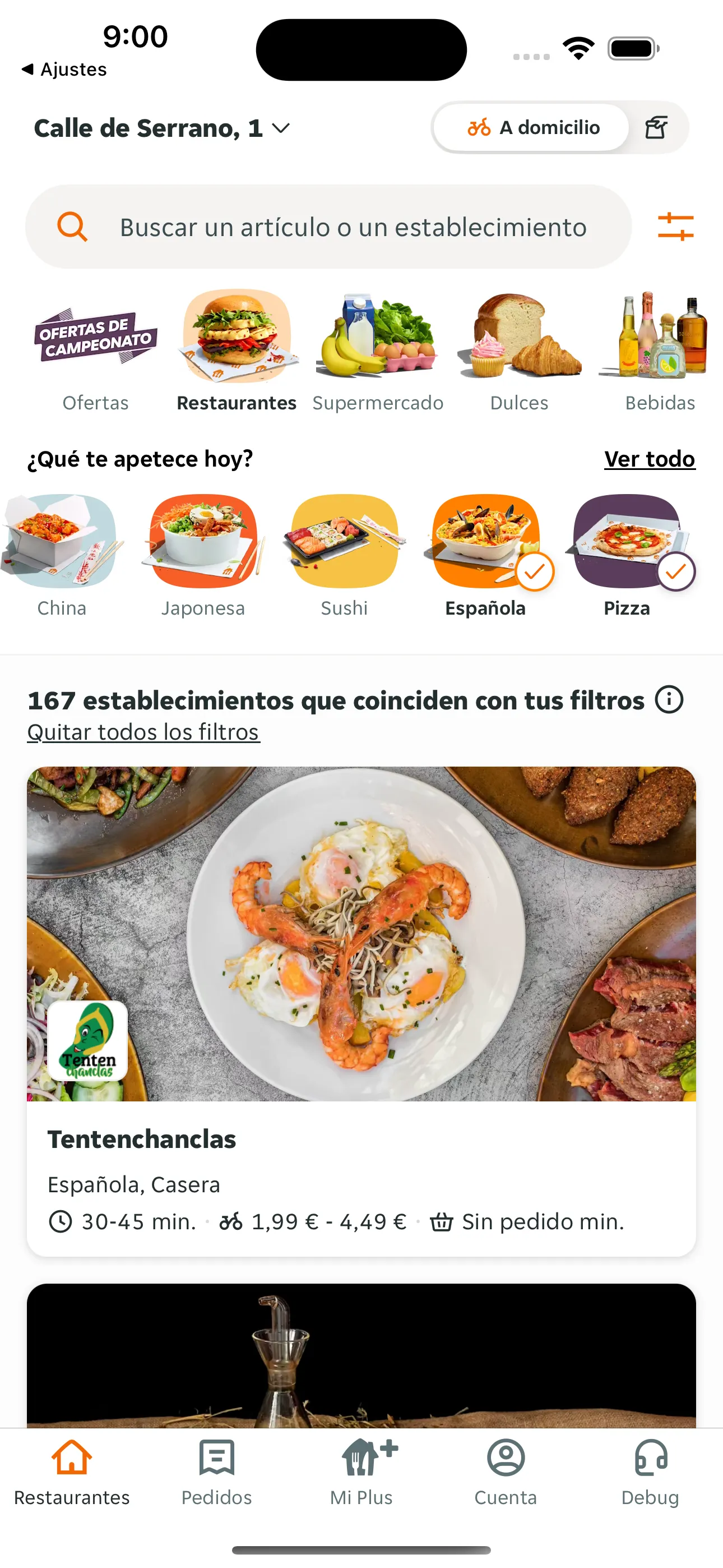 Vertical Navigation Just Eat Takeaway.com Spain